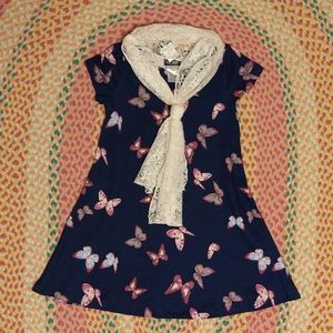 3/$20 Butterfly girl's dress with scarf